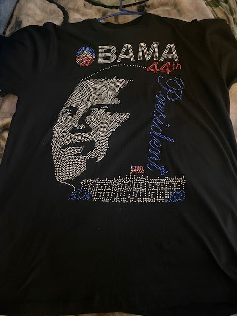 Barack Obama 44th President Rhinestone T-Shirt